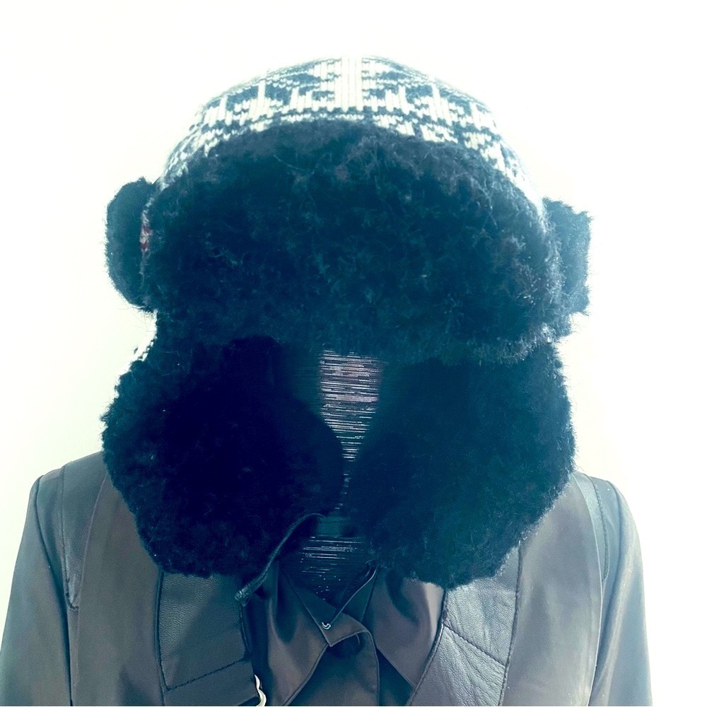Barts Black and White Fluffy Winter Hat